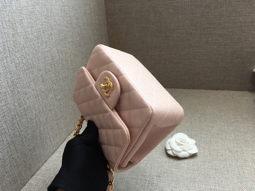 Mini Classic Flap Caviar Bag A01115 Pink/Gold